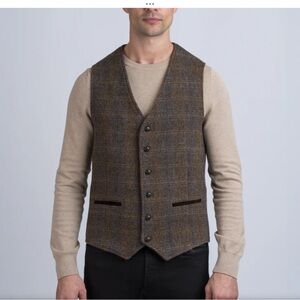 Celtic Tweed Brown Hunting Tweed Vest NWT